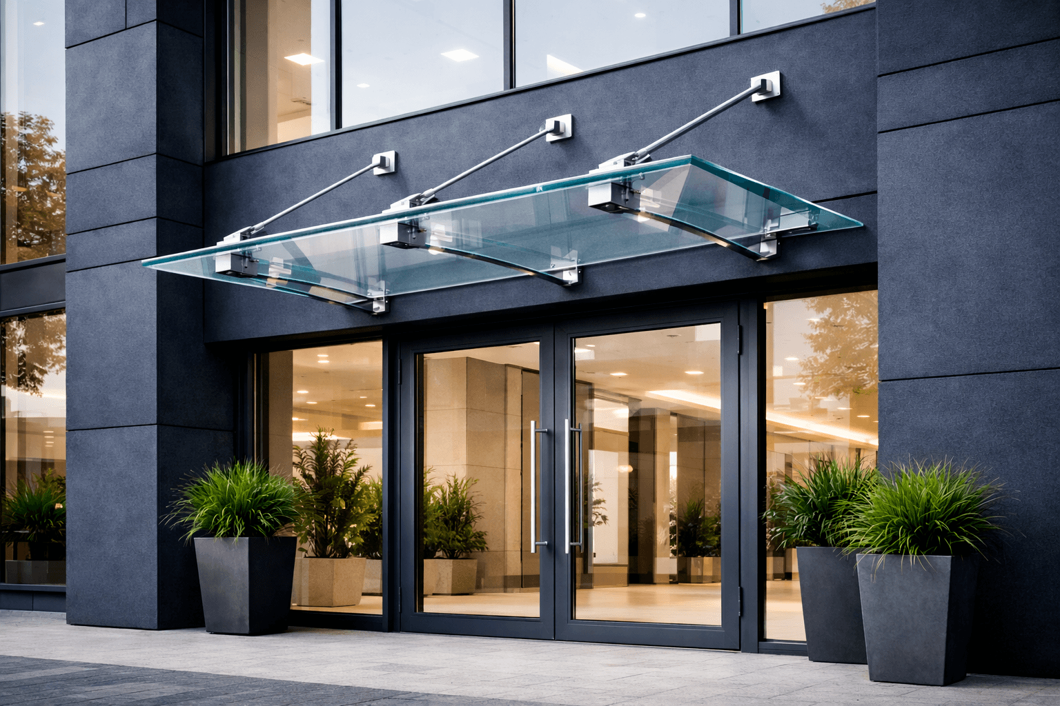 Вид стеклянного козырька / навеса