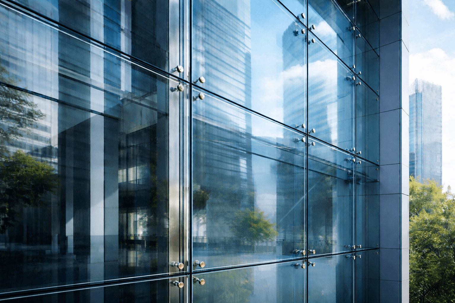 Вид спайдерной системы остекления